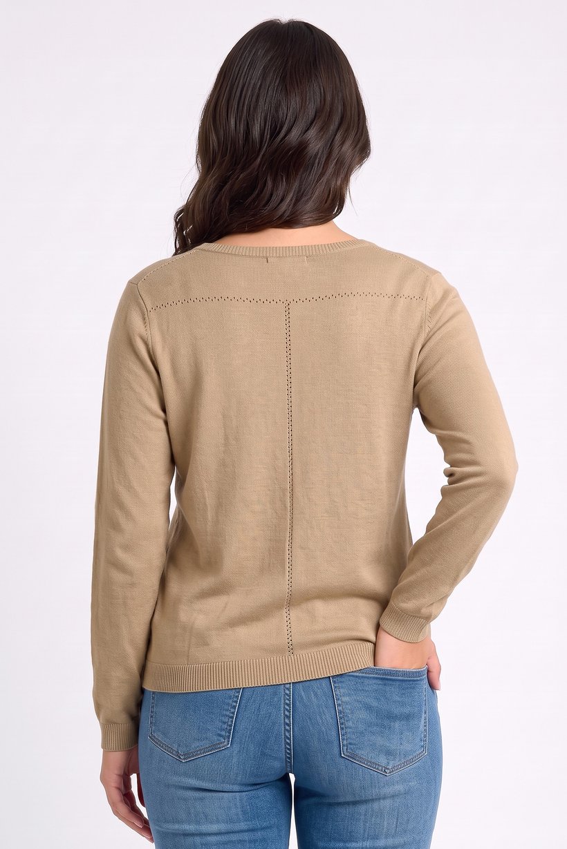 Women Round Neck Knitted Cardigan, Olive