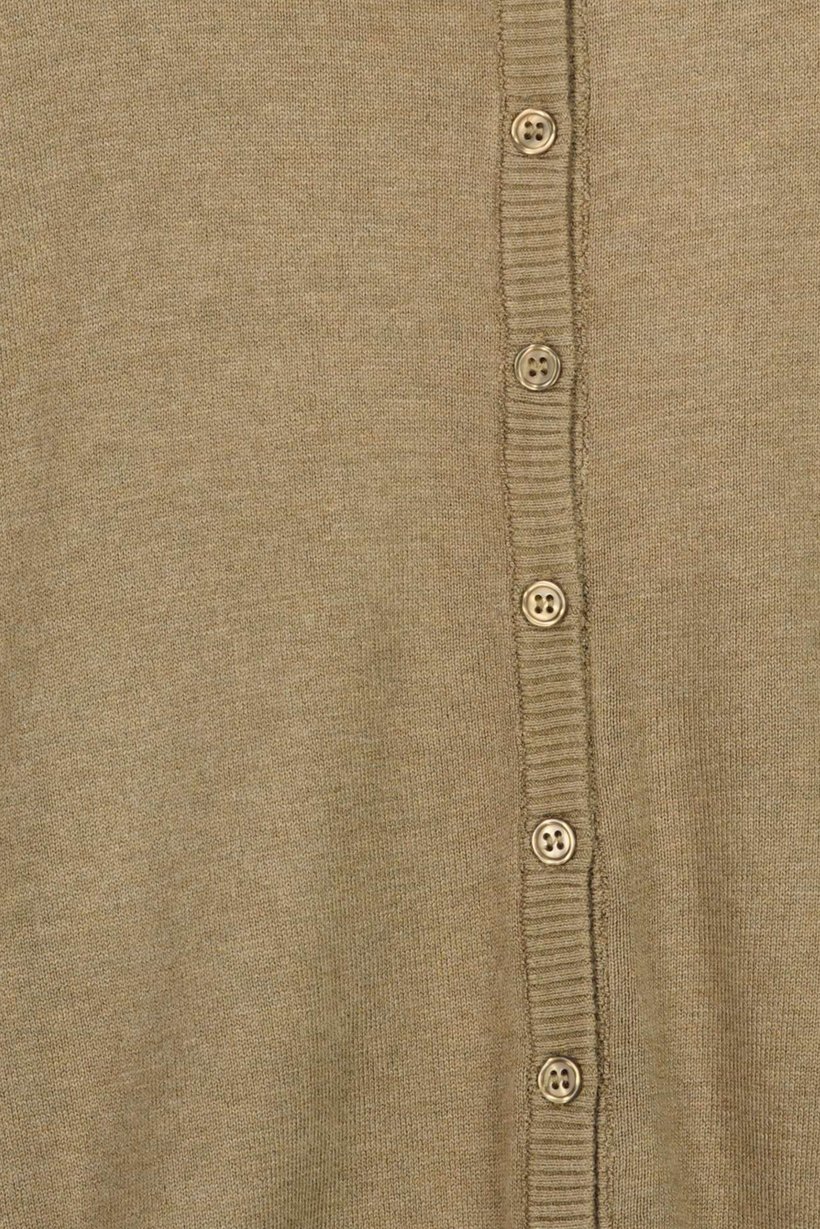Women Round Neck Knitted Cardigan, Olive