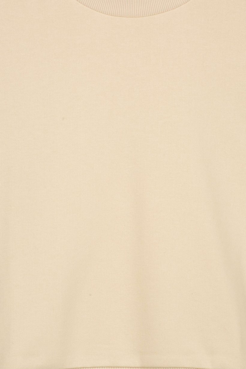 Women Crew Neck Short Sleeve Solid T-Shirt, Beige