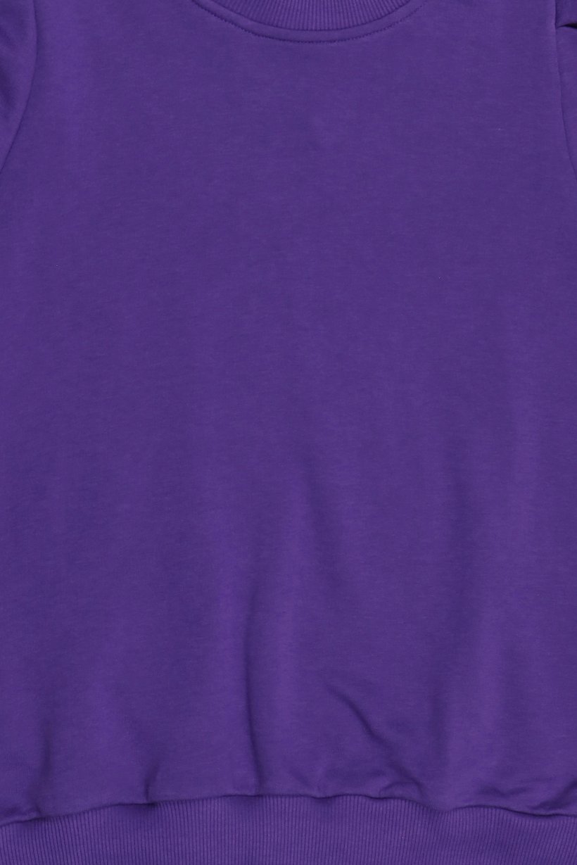 Women Crew Neck Balloon Sleeve Solid Top, Purple