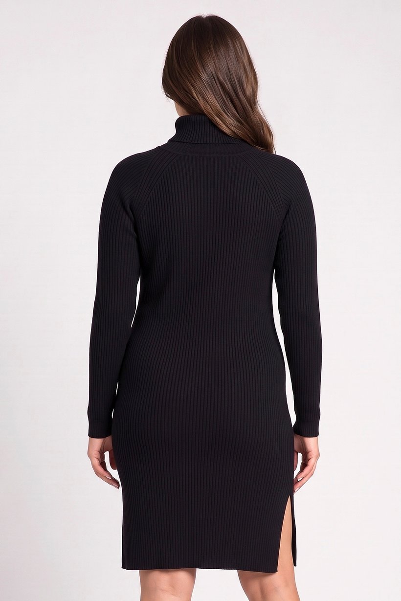 Women Knitted Sweater Dress, Black