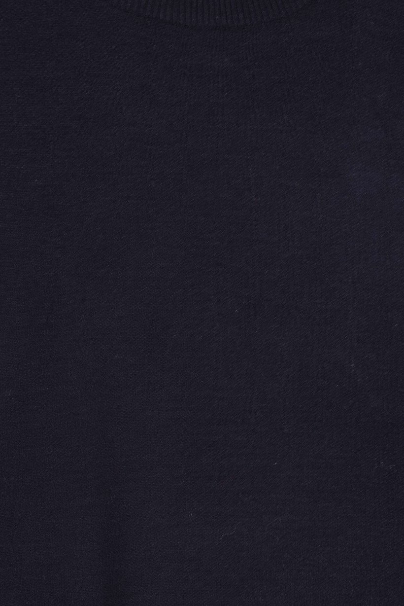 Women Mock Neck Short Sleeve Knitted T-Shirt, Navy Blue