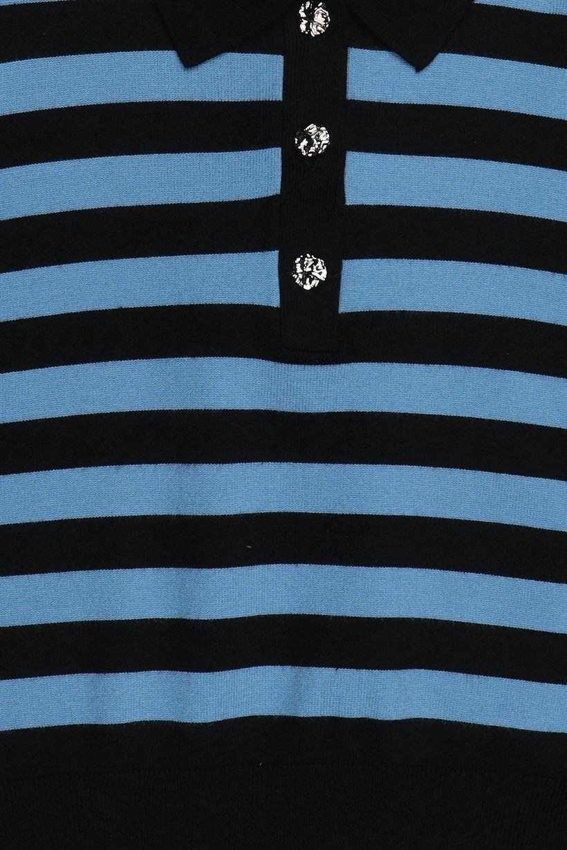Women Spread Collar Stripe Sweater, Multicolor
