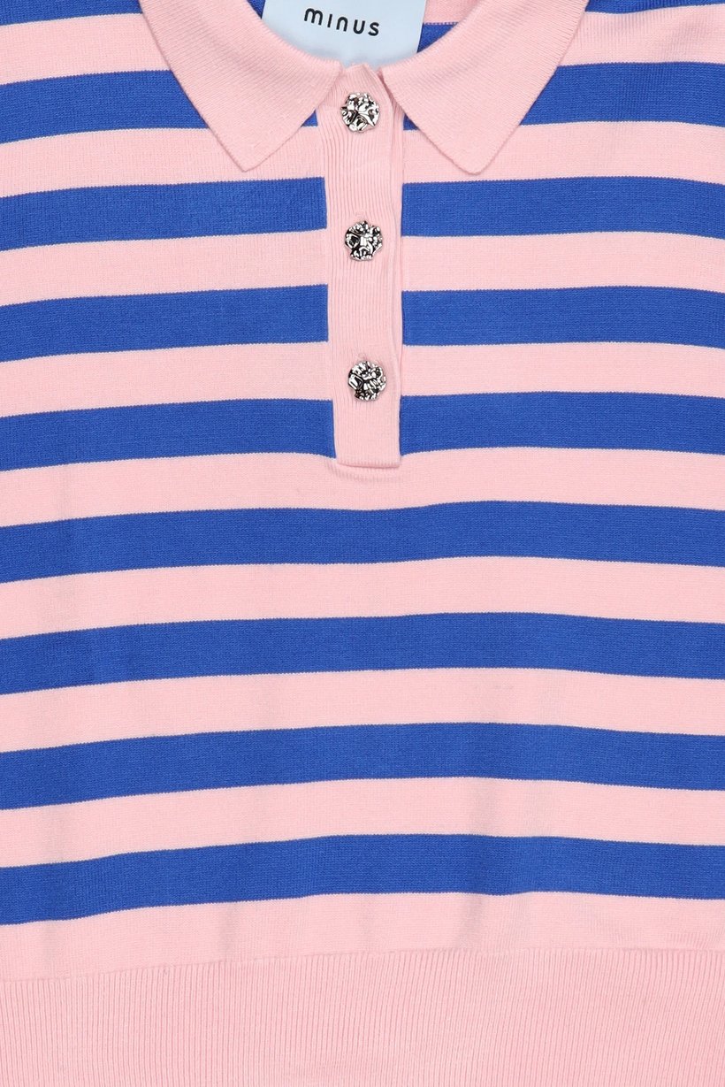 Women Spread Collar Stripe Sweater, Multicolor