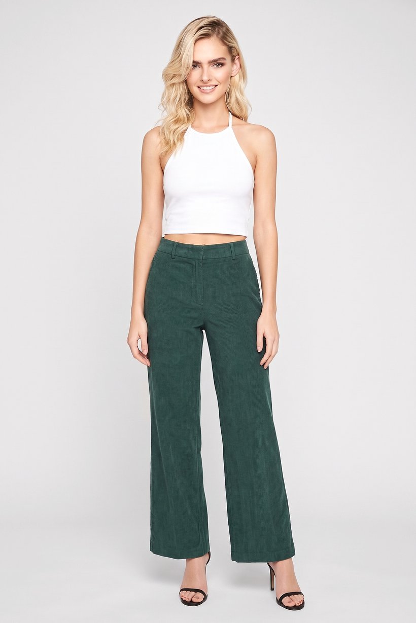 Women Regular Fit Textured Wide Leg Pants, Teal Green