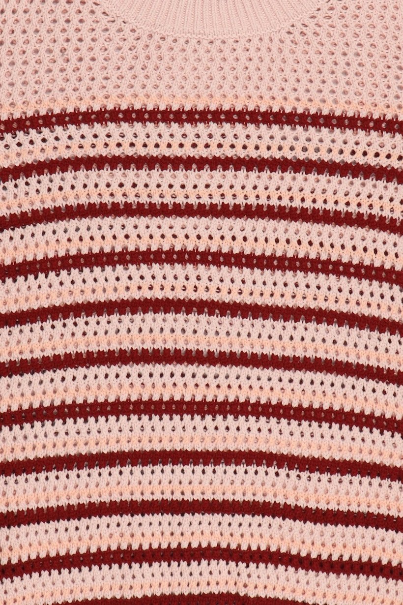 Women Crew Neck Eyelet Sweater, Multicolor