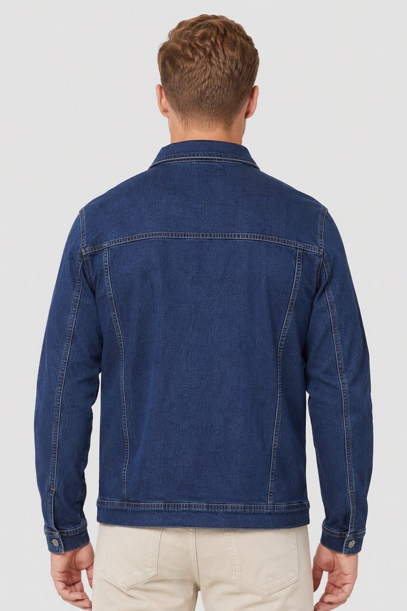 Men Solid Denim Jacket, Blue