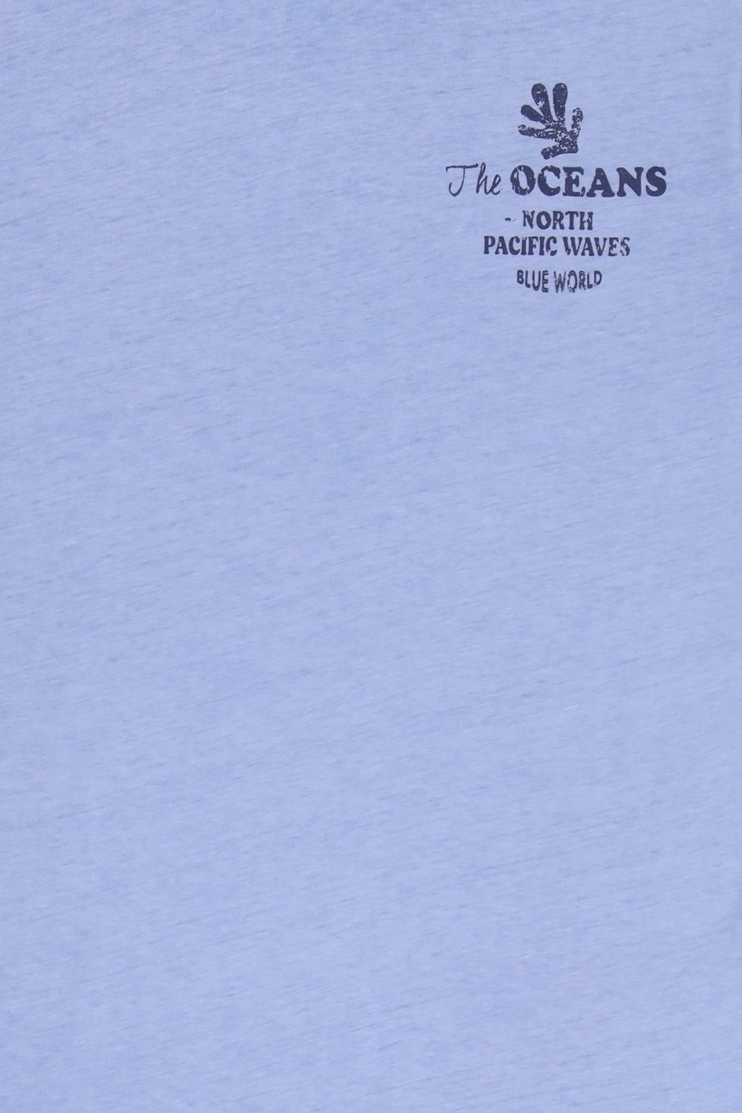Men Crew Neck Short Sleeve Graphic Print T-Shirt, Blue