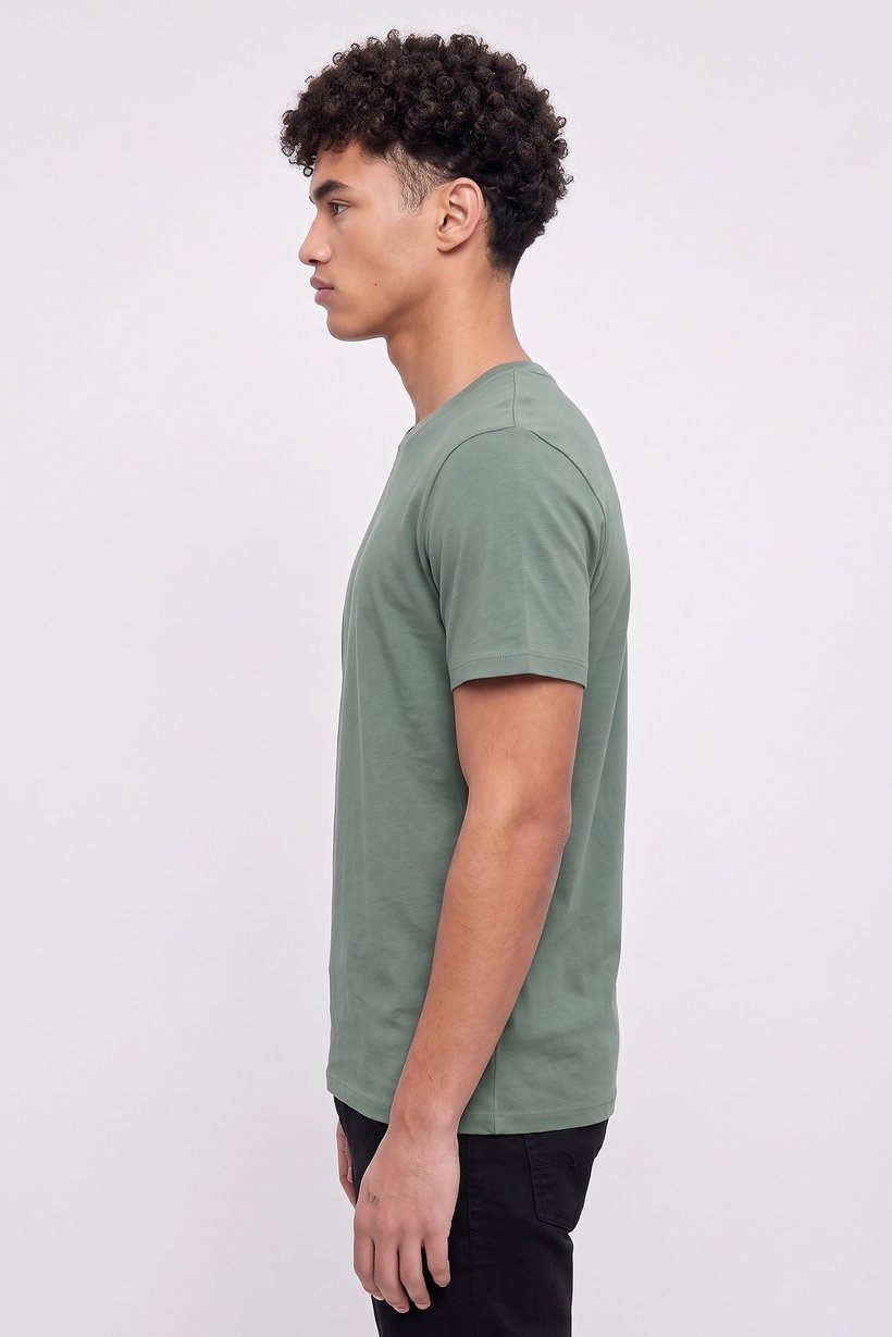 Men Crew Neck Short Sleeve Plain T-Shirt, Green
