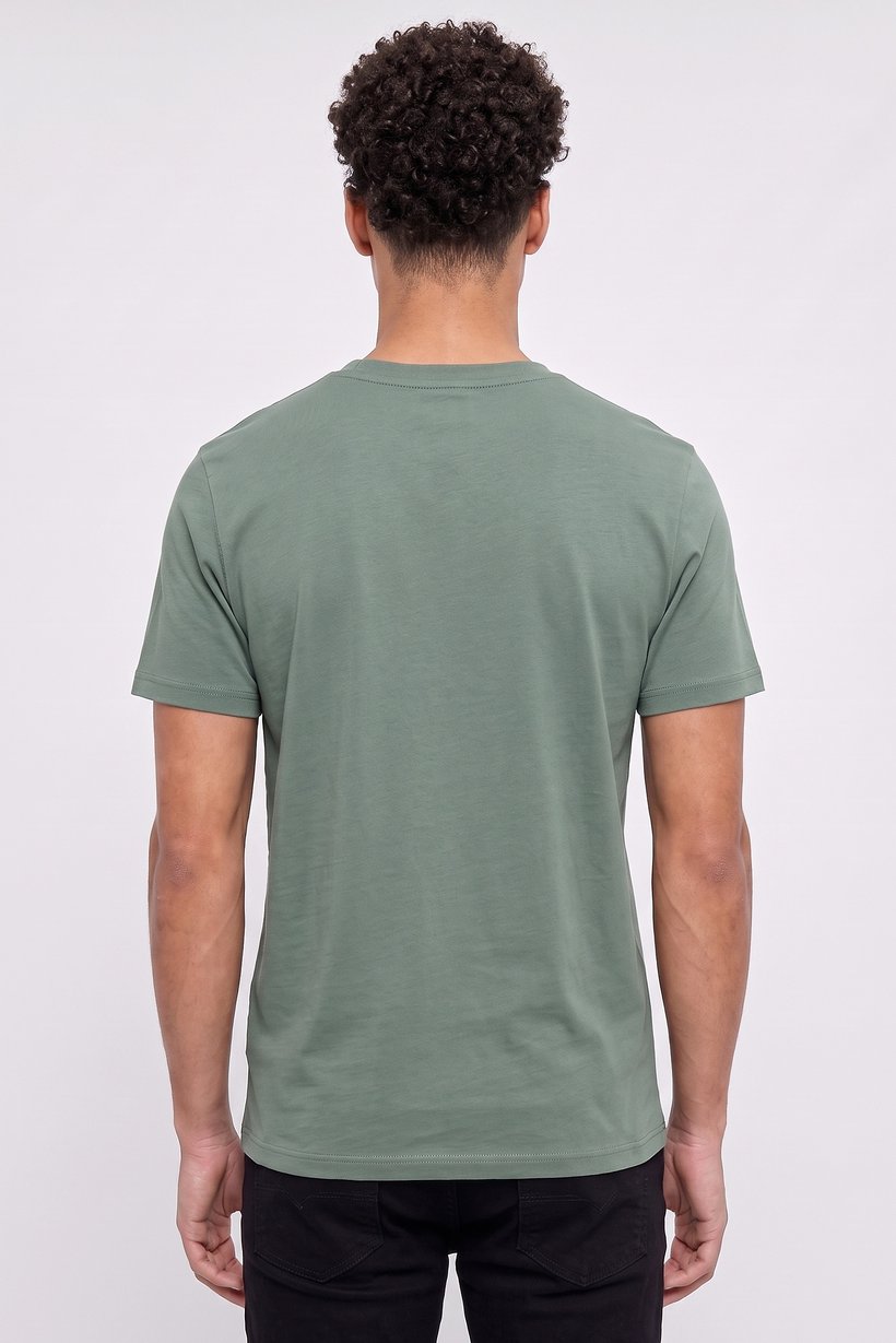Men Crew Neck Short Sleeve Plain T-Shirt, Green