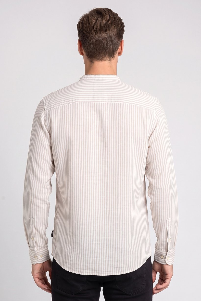 Men Slim Fit Stripe Long Sleeve Casual Shirt, Multicolor