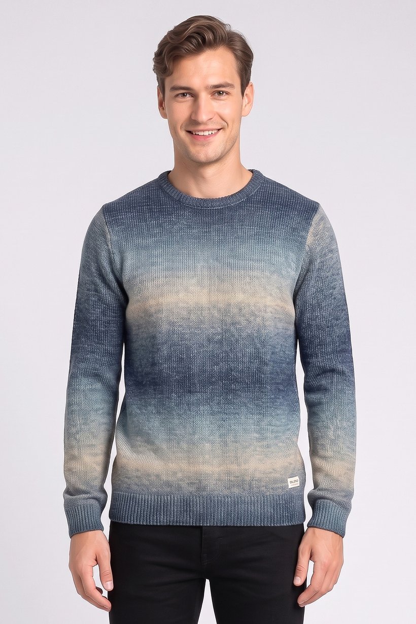 Men Crew Neck Knitted Sweater, Multicolor