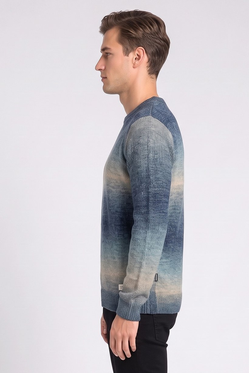 Men Crew Neck Knitted Sweater, Multicolor