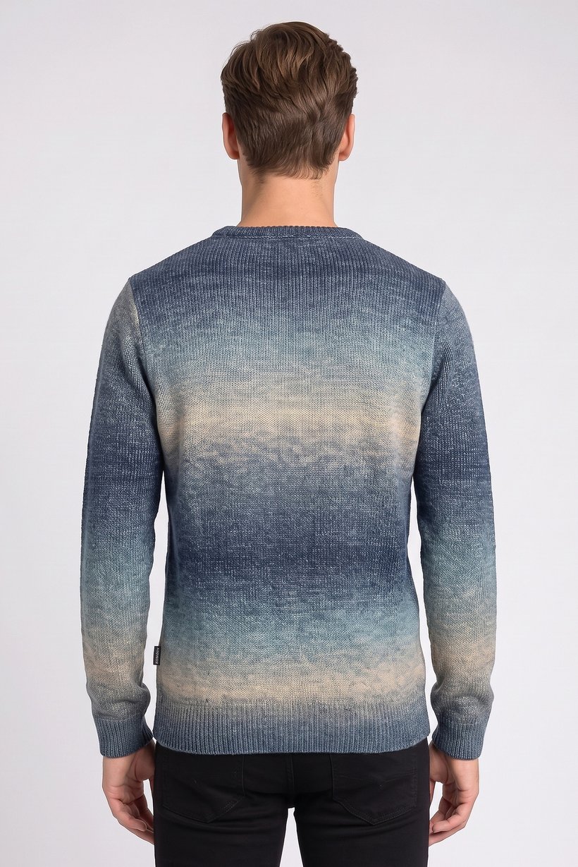 Men Crew Neck Knitted Sweater, Multicolor