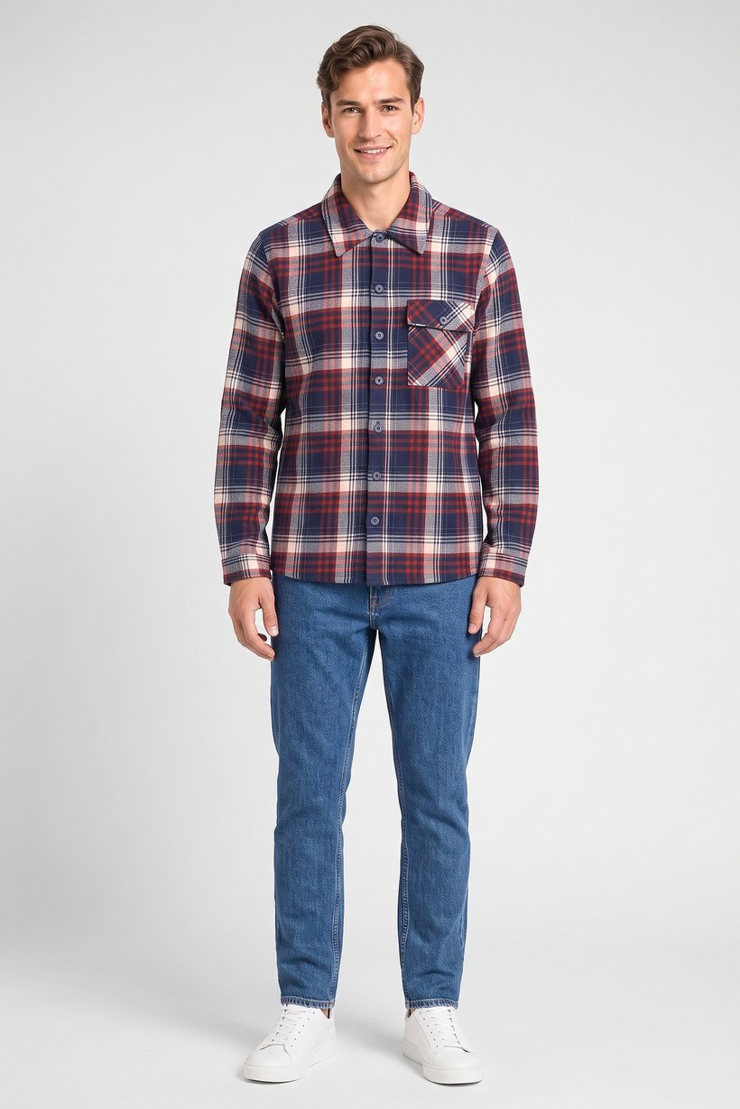 Men Regular Fit Checkered Long Sleeve Casual Shirt, Multicolor