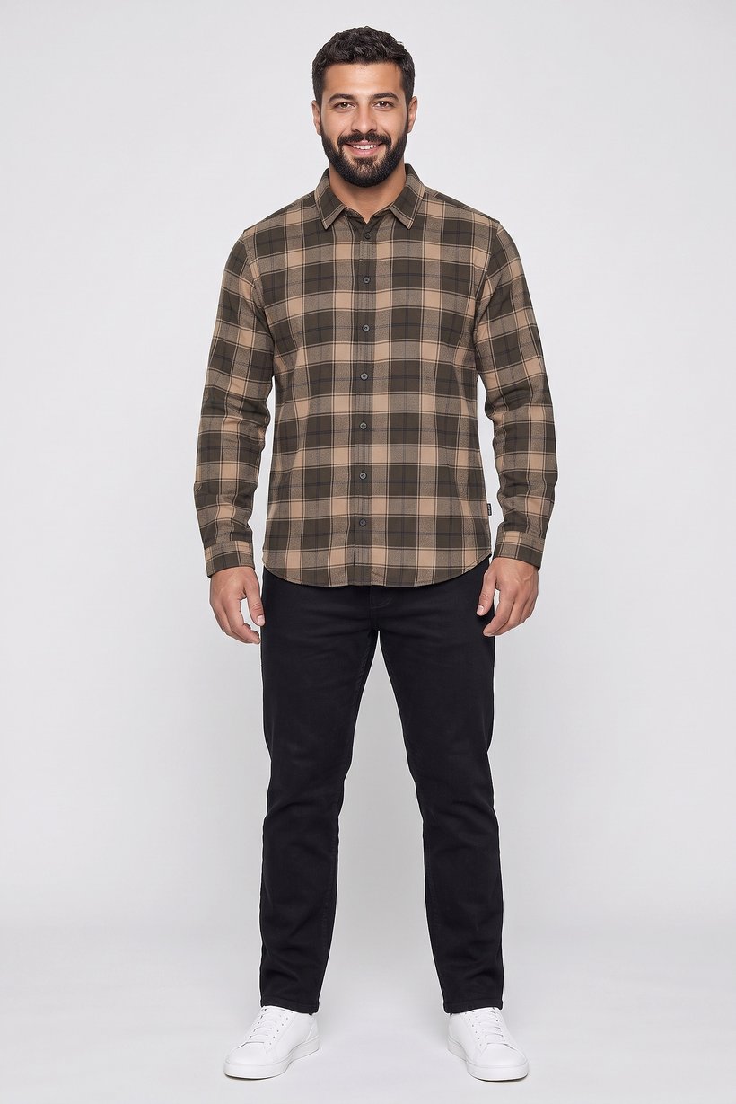 Men Regular Fit Plaid Long Sleeve Casual Shirt, Multicolor