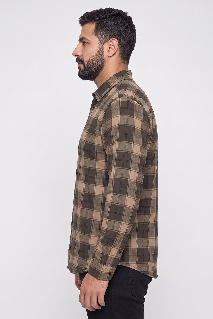 Men Regular Fit Plaid Long Sleeve Casual Shirt, Multicolor