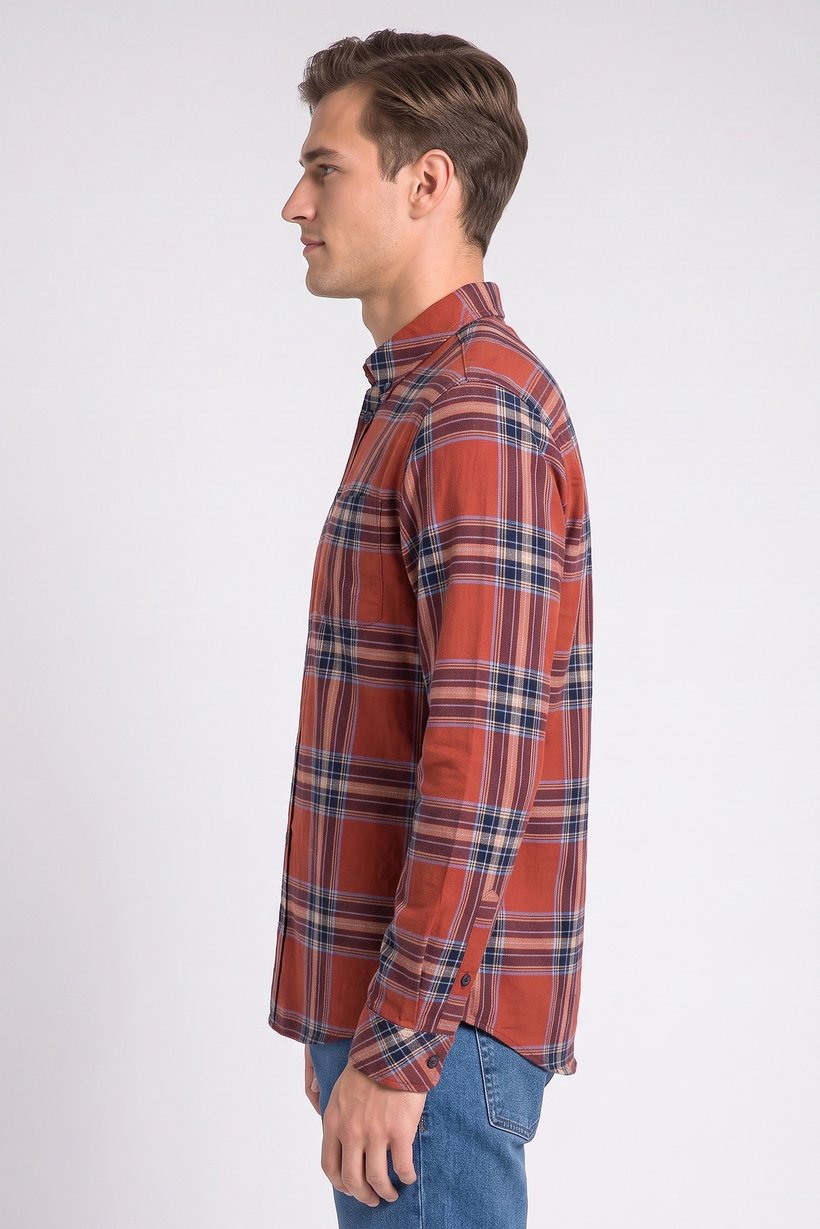 Men Regular Fit Checkered Long Sleeve Casual Shirt, Multicolor
