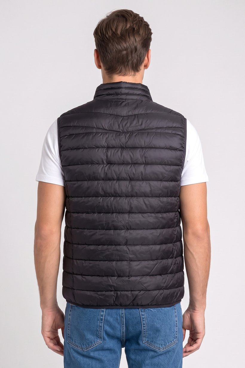 Men Quilted Puffer Jacket Vest, Black