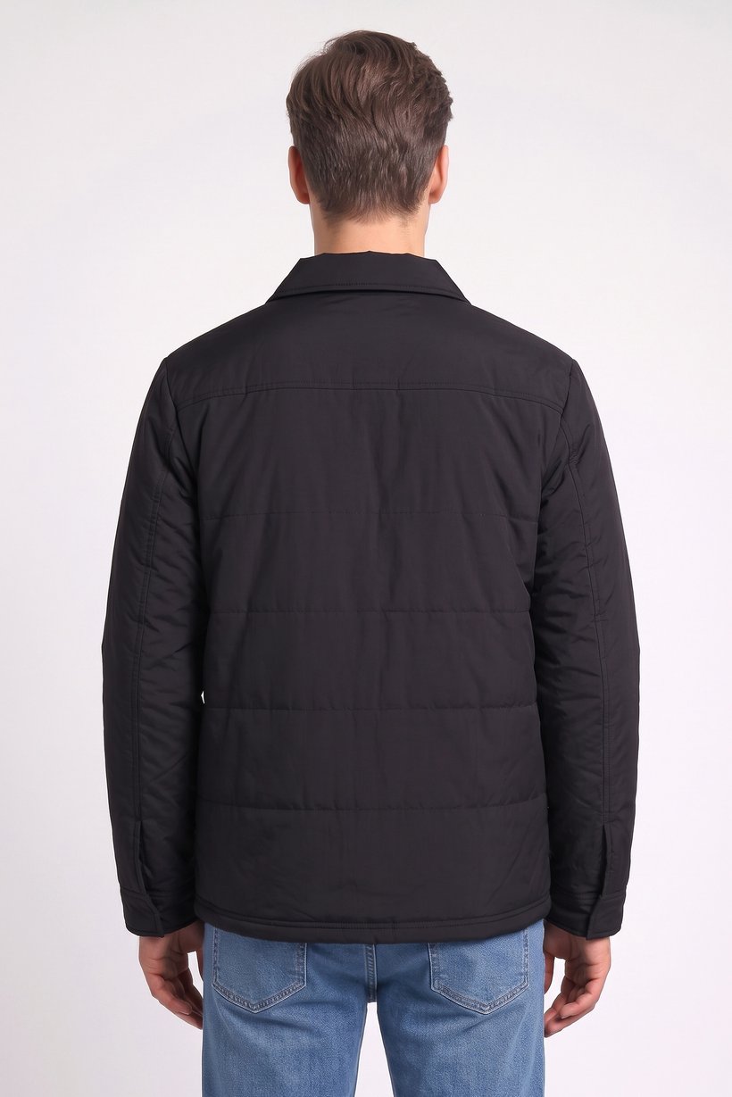 Men Solid Puffer Jacket, Black