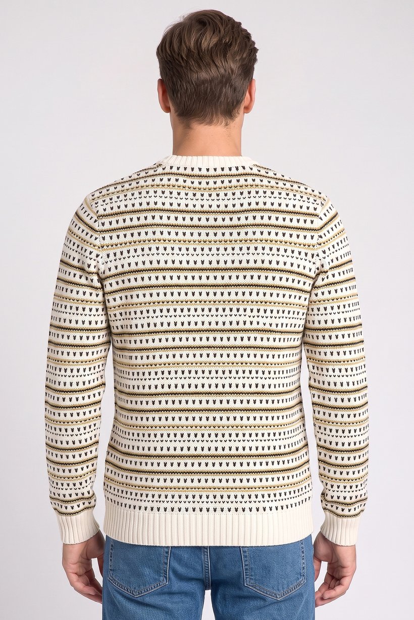 Men Crew Neck Knitted Sweater, Multicolor