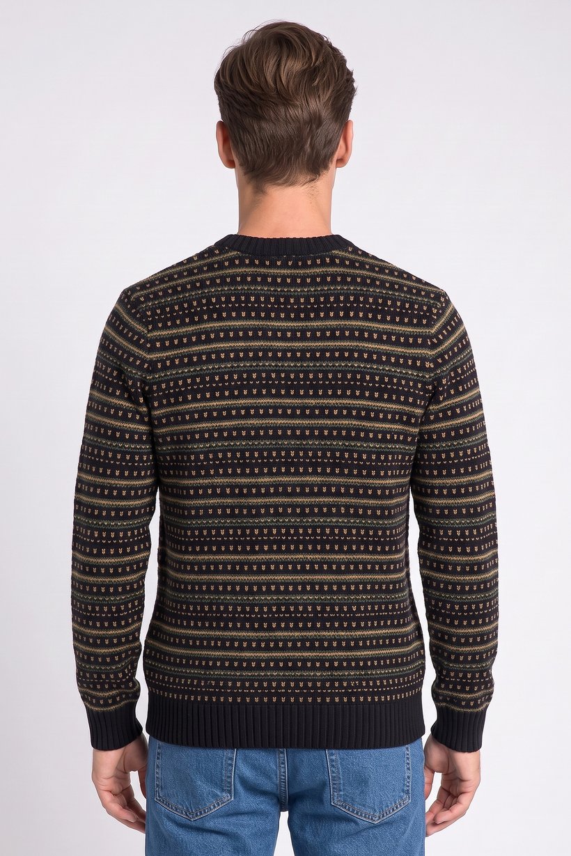 Men Crew Neck Knitted Sweater, Multicolor