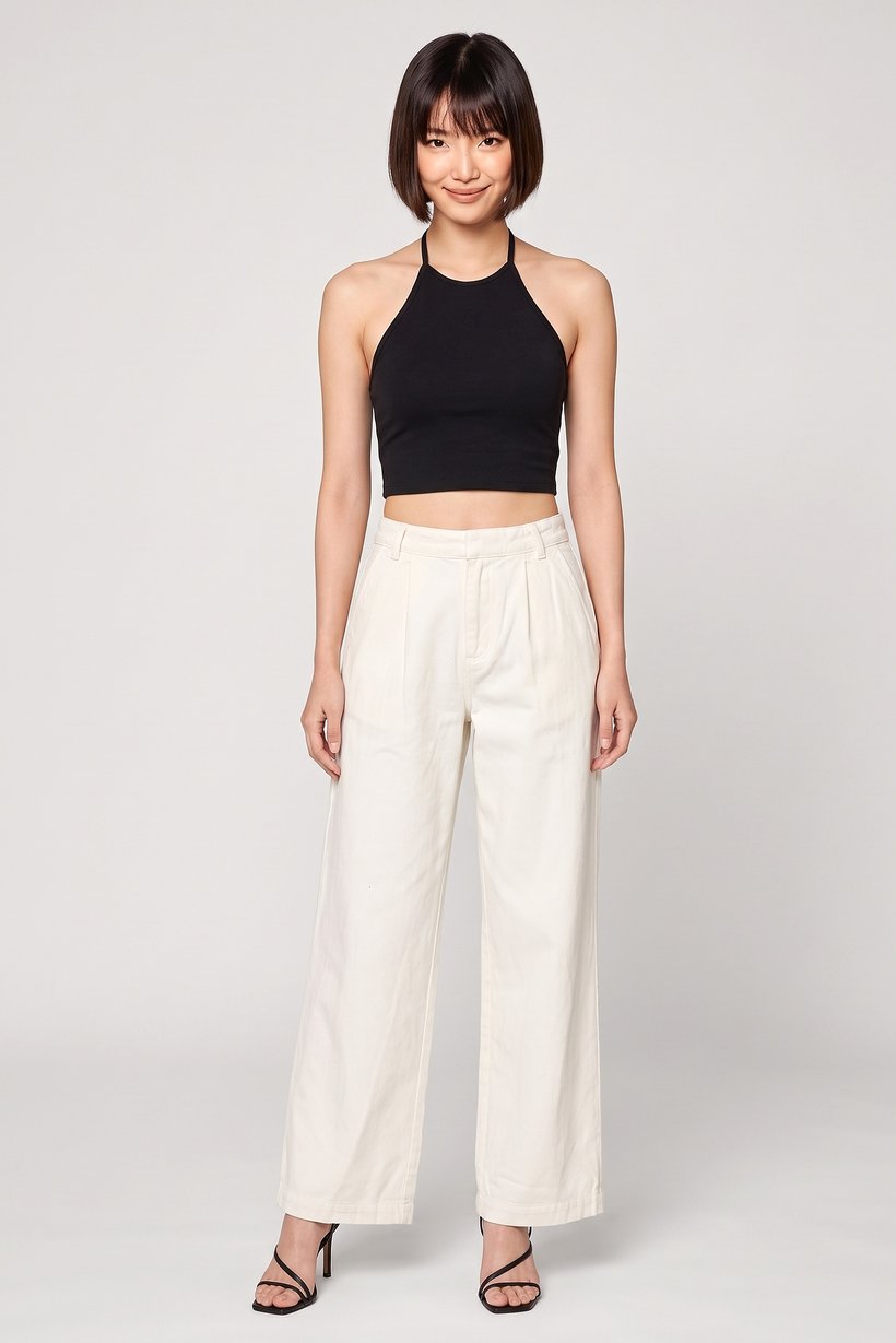 Women Regular Fit Solid Wide Leg Pants, Off White