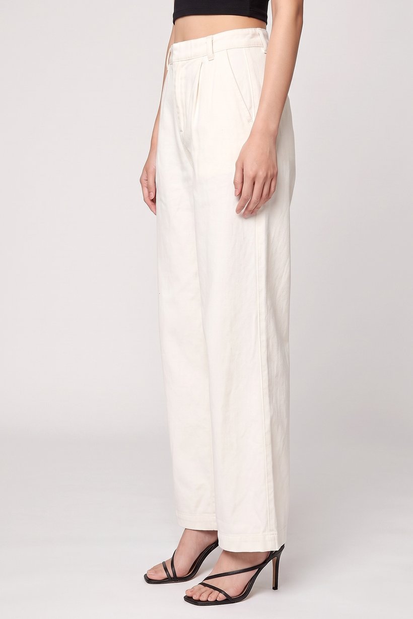 Women Regular Fit Solid Wide Leg Pants, Off White