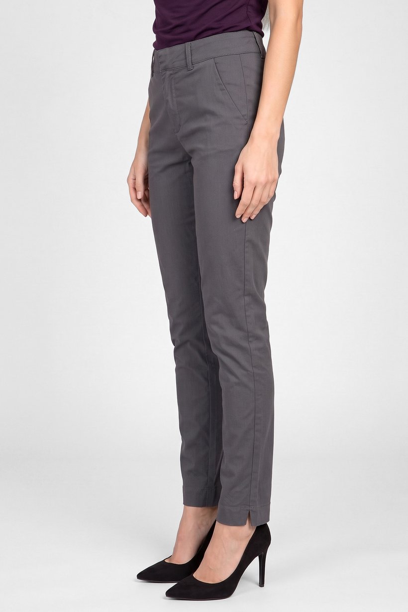 Women Solid Chino Pants, Grey