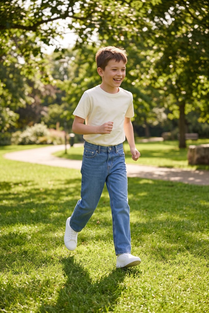 Kids Boy Relaxed Fit Solid Denim Jeans, Blue