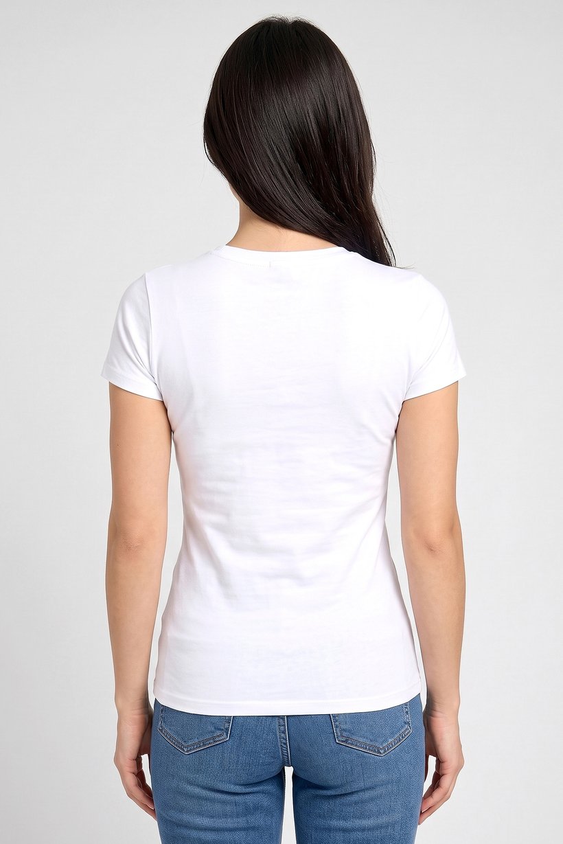 Women Crew Neck Short Sleeve Plain T-Shirt, White