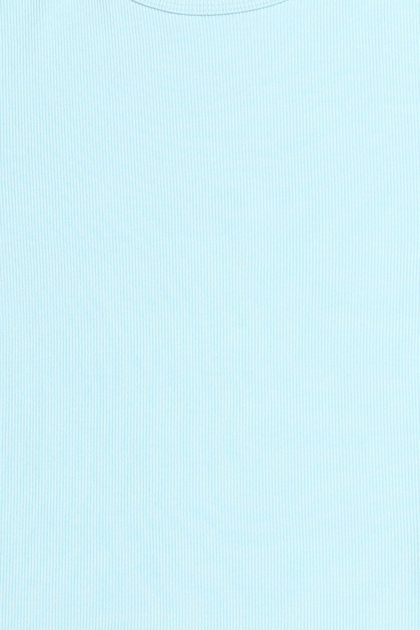 Women Crew Neck Short Sleeve Textured Crop Top, Sky Blue