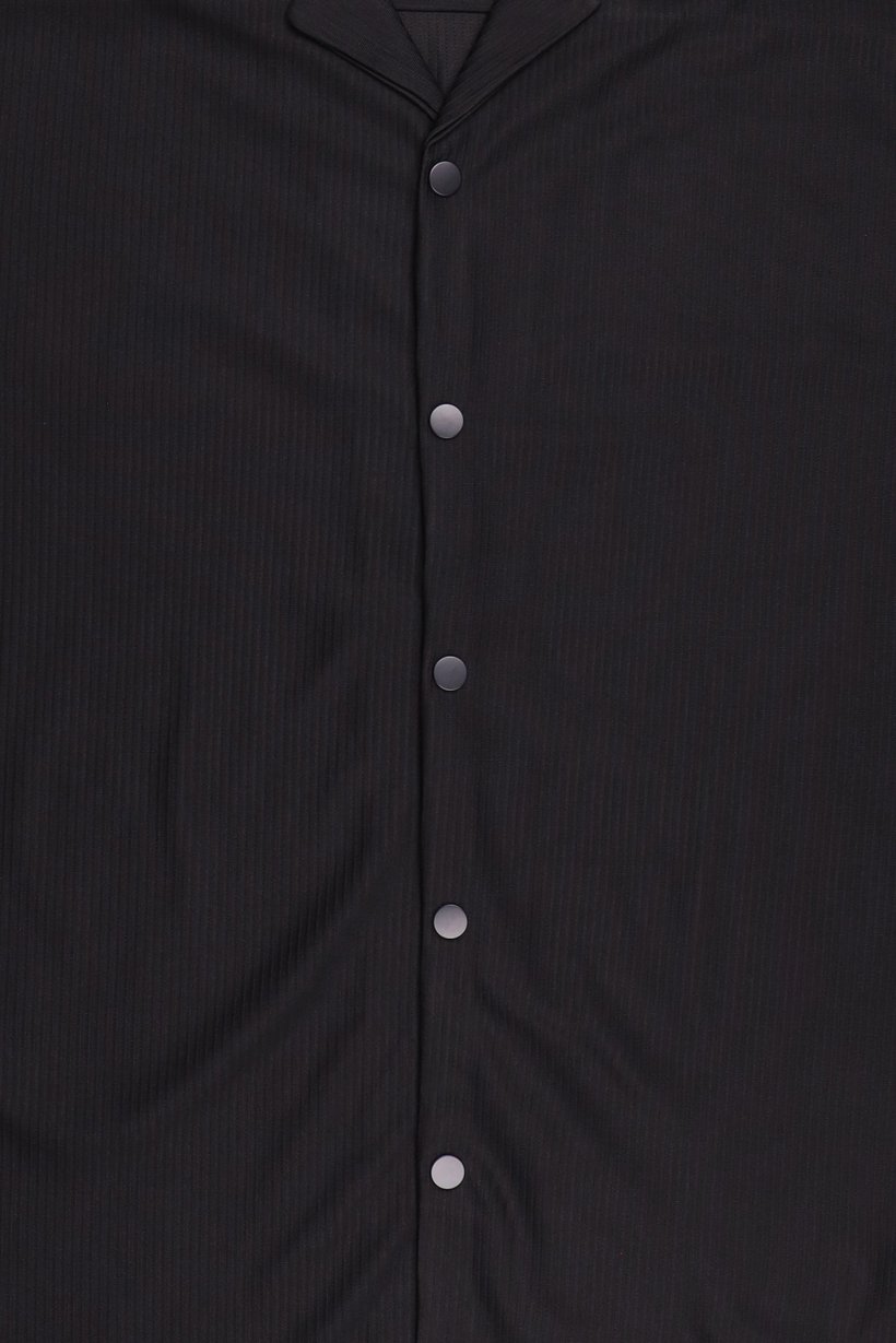 Men Regular Fit Short Sleeve Textured Casual Shirt, Black