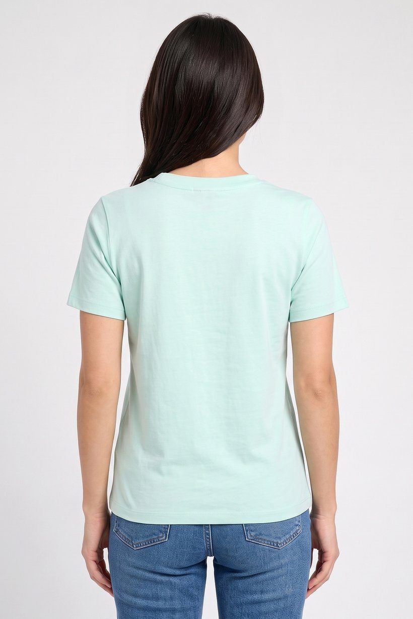 Women Regular Fit Solid Short Sleeve Top, Mint Green