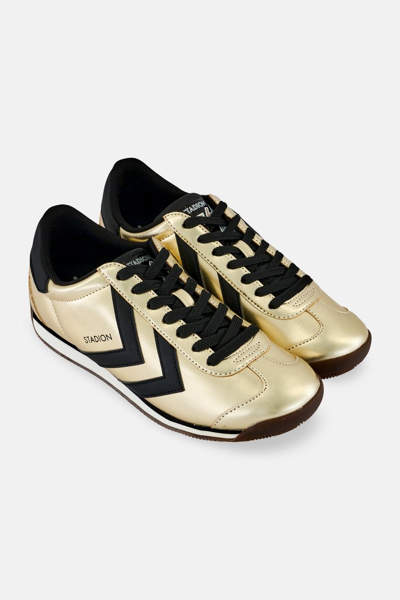 Men Stadion Metallic Lace Up Outdoor Shoes, Gold