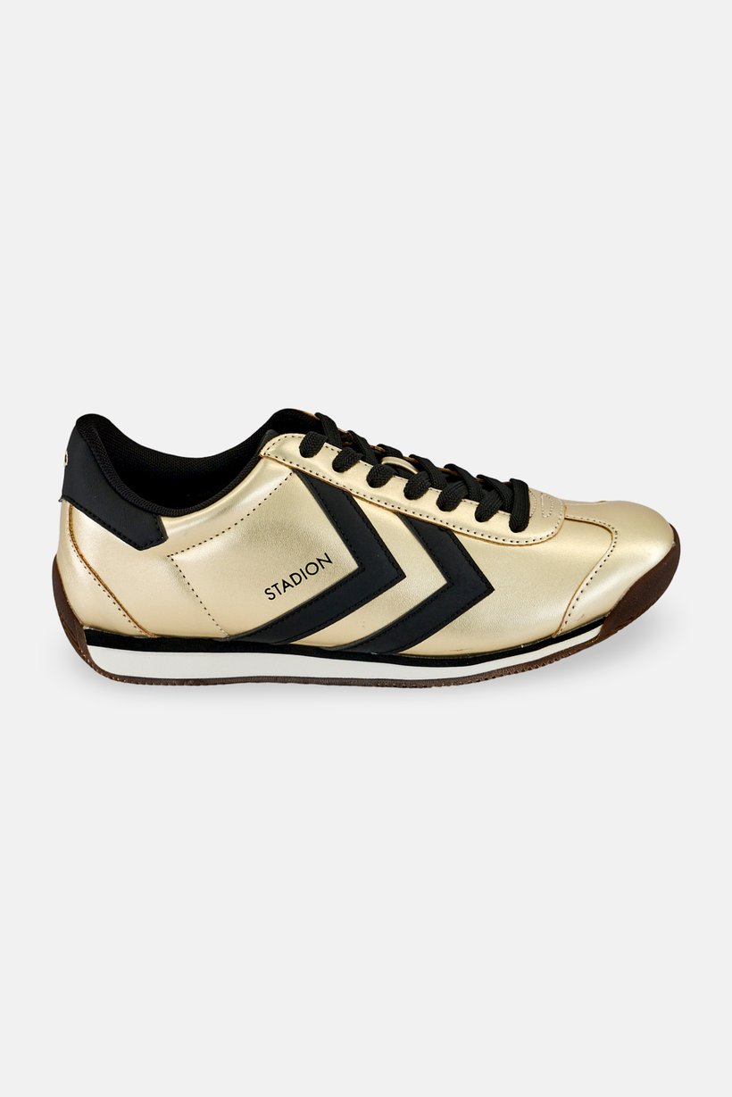 Men Stadion Metallic Lace Up Outdoor Shoes, Gold