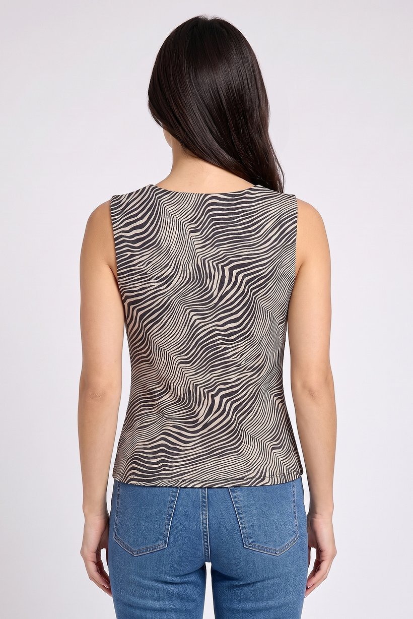 Women Square Neck Sleeveless Animal Print Tank Top, Multicolor