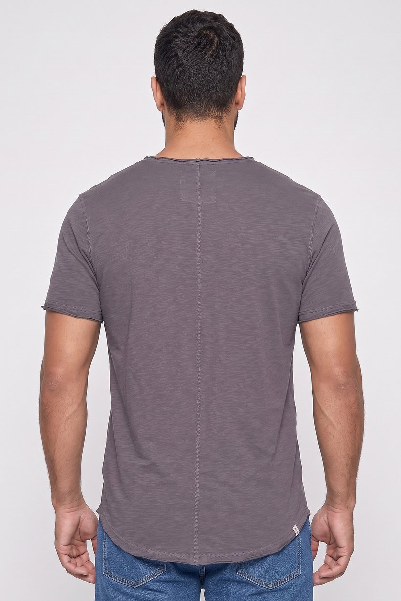 Men Crew Neck Short Sleeve Plain T-Shirt, Dark Grey