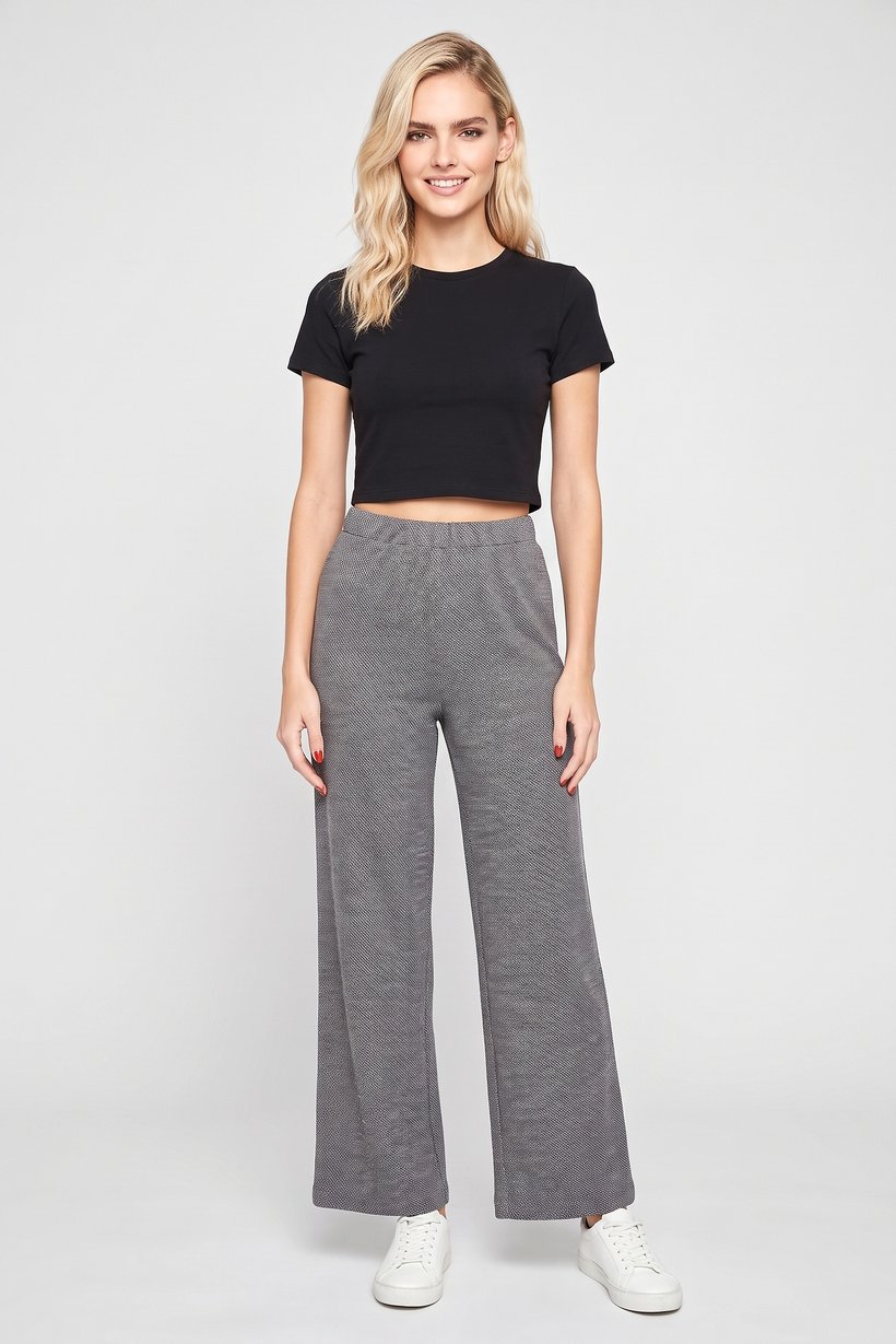 Women Regular Fit 32 Inseam Plain Wide Leg Pants, Multicolor