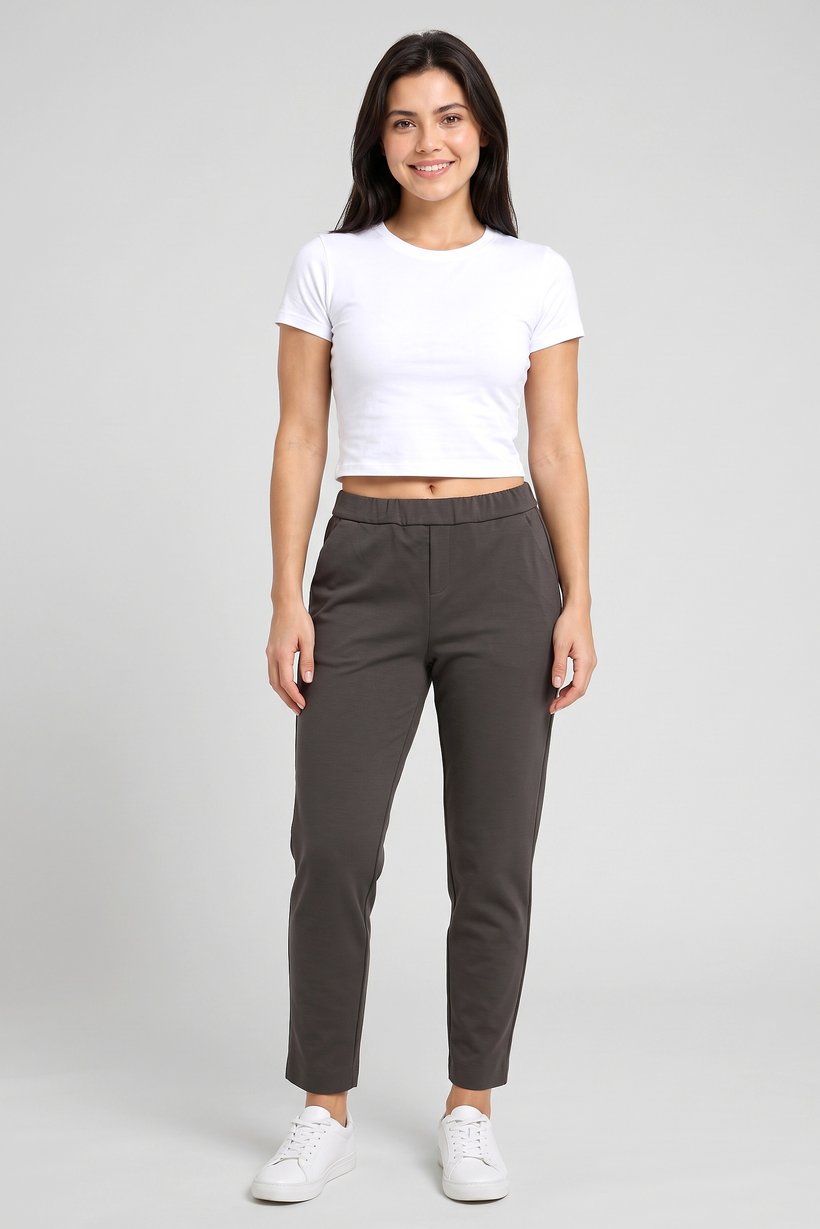 Women Regular Fit Plain Straight Leg Pants, Dark Olive