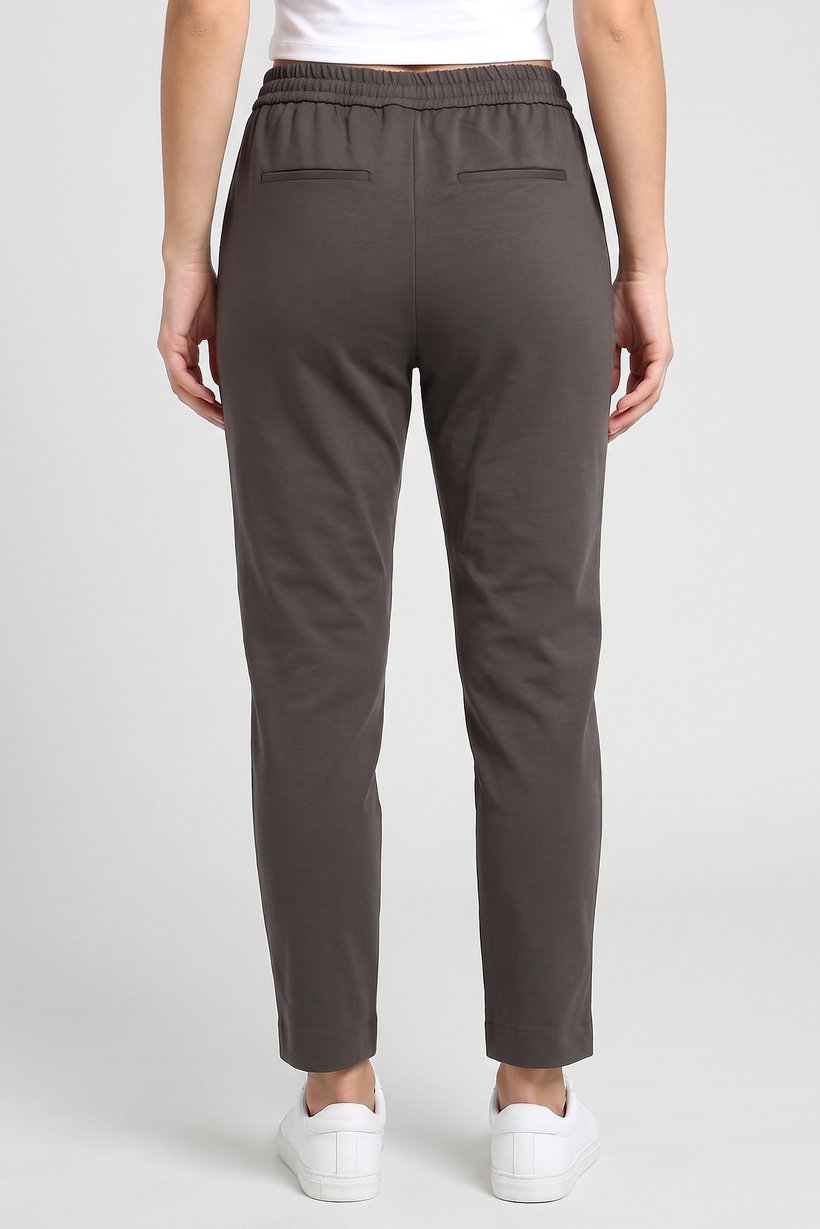Women Regular Fit Plain Straight Leg Pants, Dark Olive