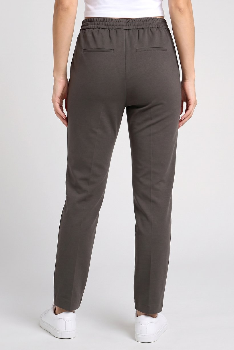 Women Regular Fit Plain Straight Leg Pants, Dark Olive