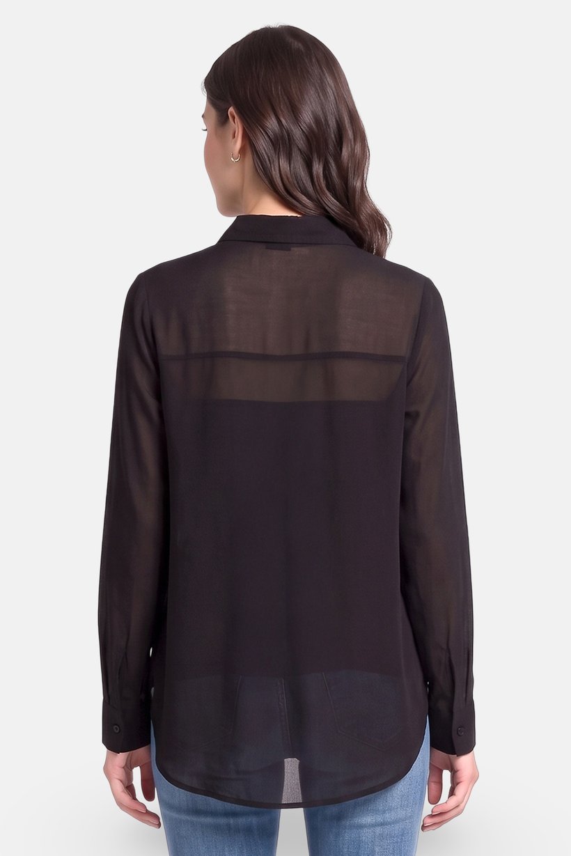 Women Regular Fit Long Sleeve Solid Shirt, Black
