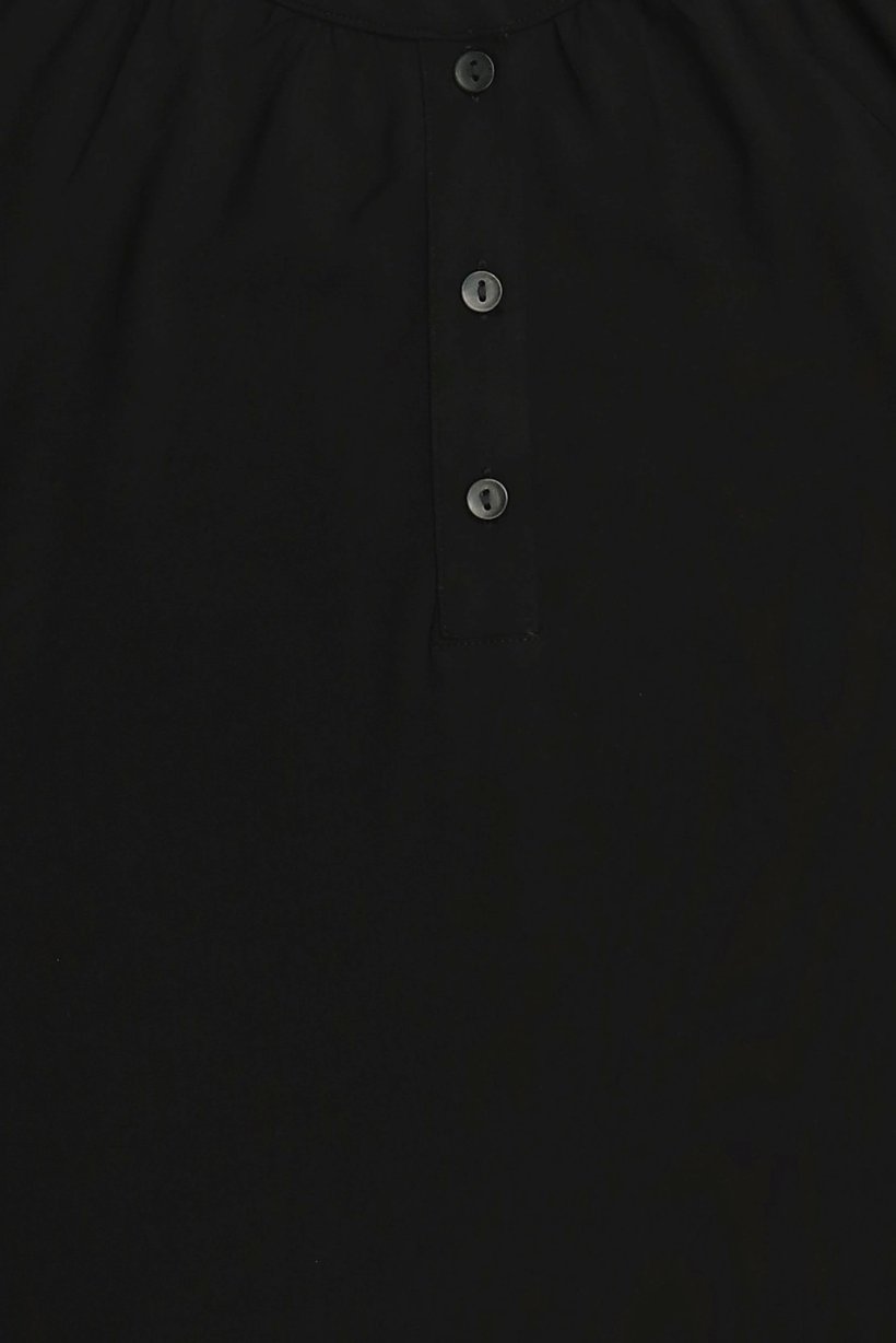 Women Crew Neck Long Sleeve Plain Blouse, Black
