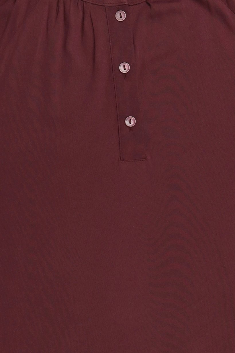 Women Crew Neck Long Sleeve Plain Blouse, Burgundy