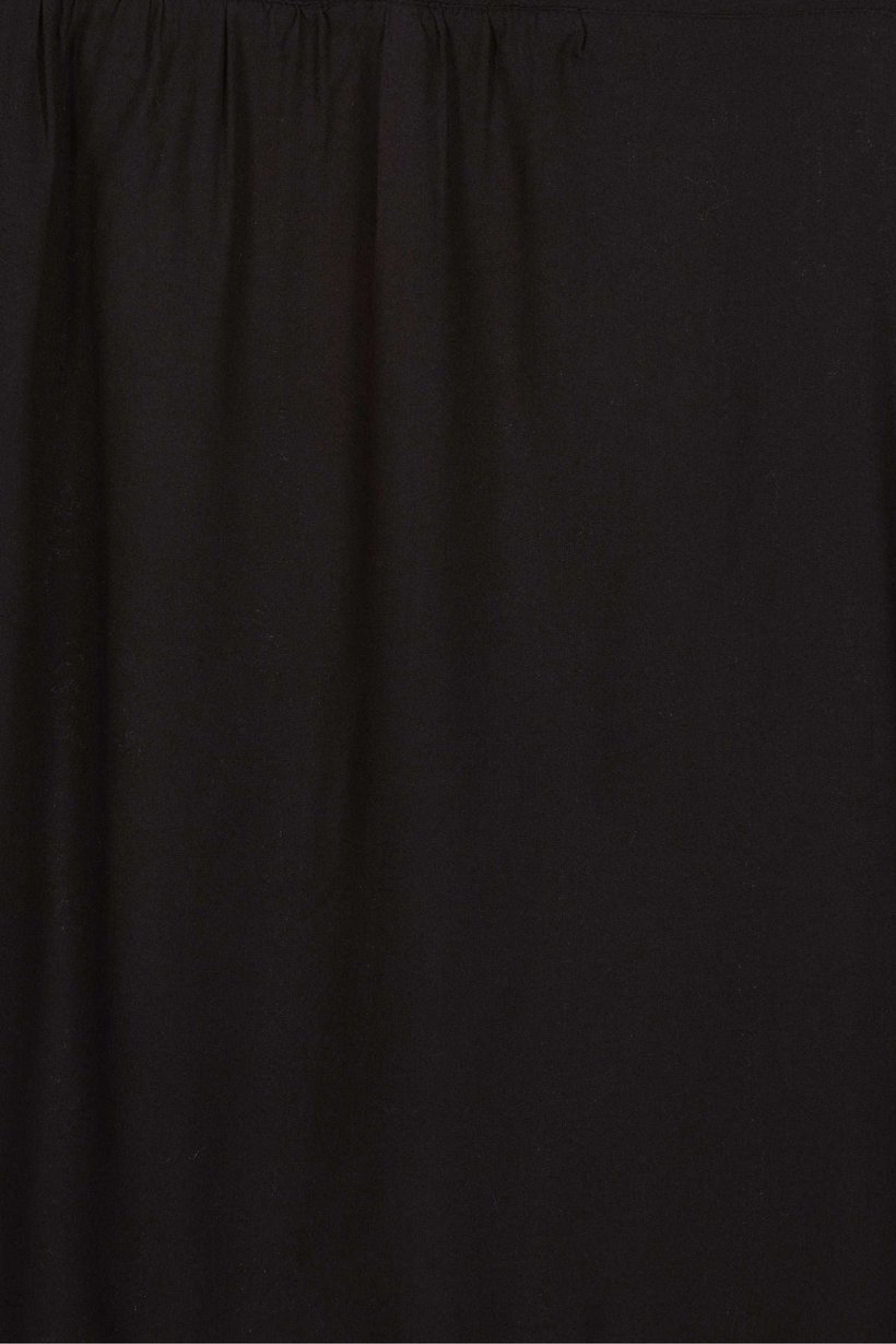 Women Crew Neck Long Sleeve Plain Blouse, Black