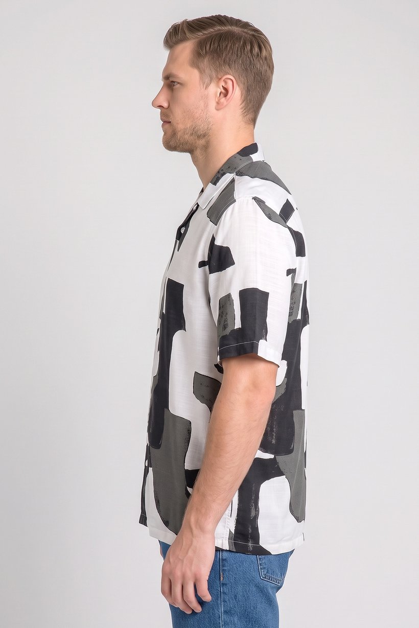 Men Regular Fit Graphic Print Short Sleeve Casual Shirt, Multicolor