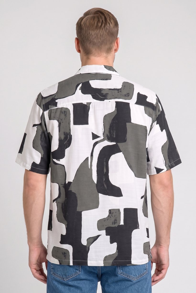 Men Regular Fit Graphic Print Short Sleeve Casual Shirt, Multicolor