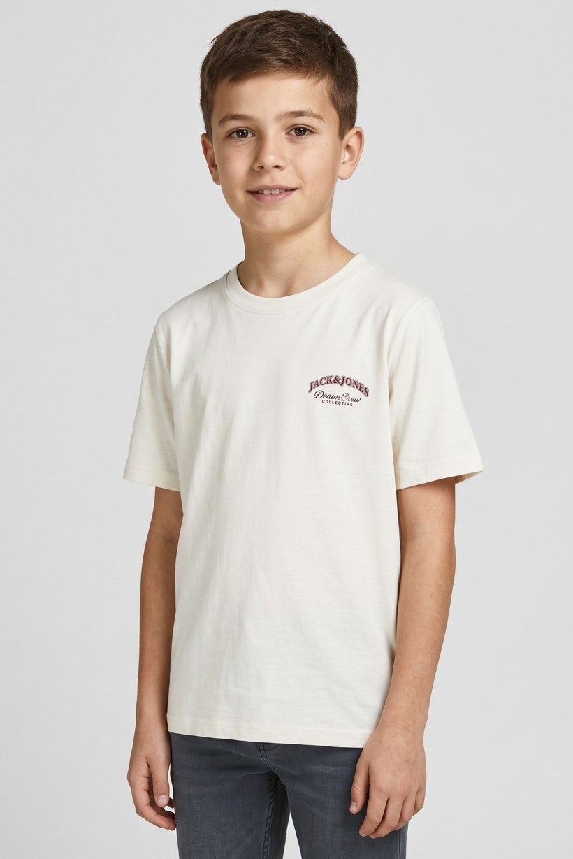 Kids Boy Crew Neck Short Sleeve Graphic Print T-Shirt, Beige