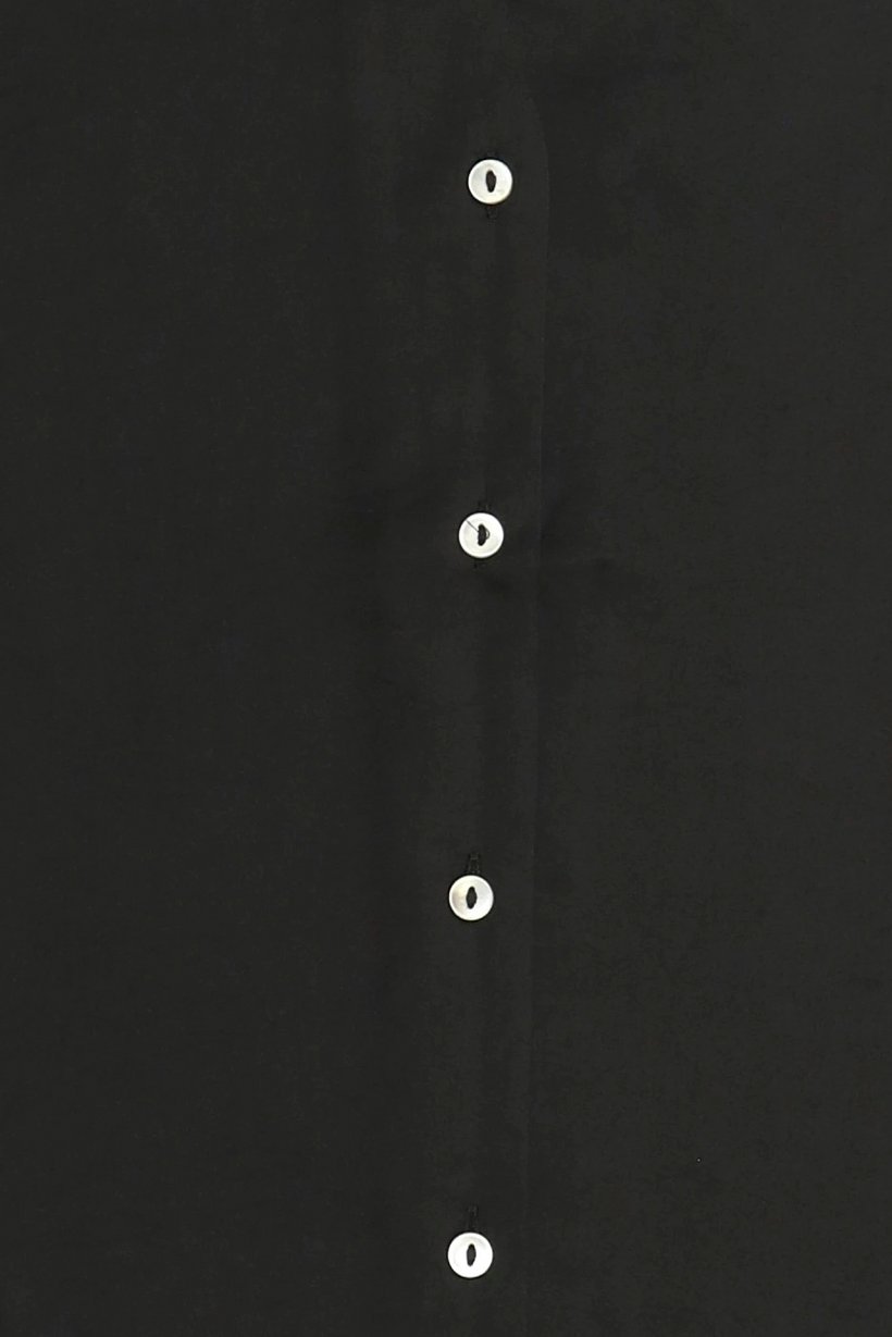 Women Spread Collar Long Sleeve Plain Shirt, Black